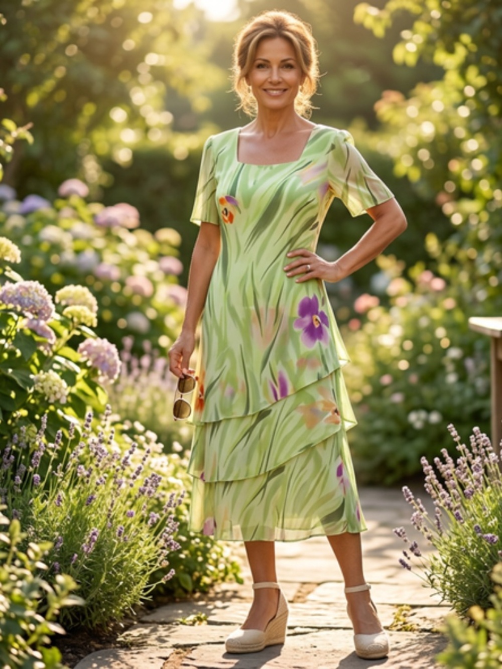 Frank Lyman Green Tiered Sheath Dress